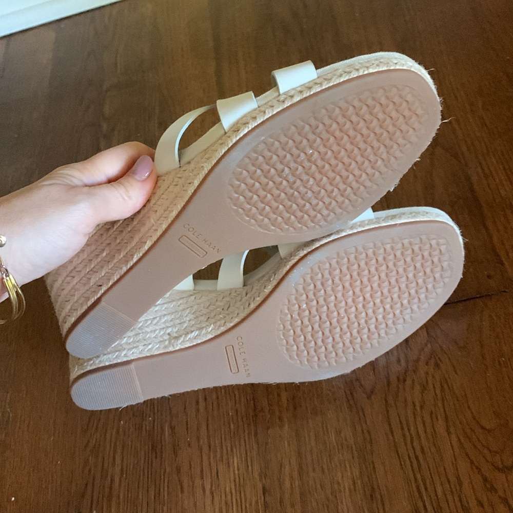 New Cole Haan Crystal Wedge Leather Espadrille Strap Sandal - Picture 10 of 10